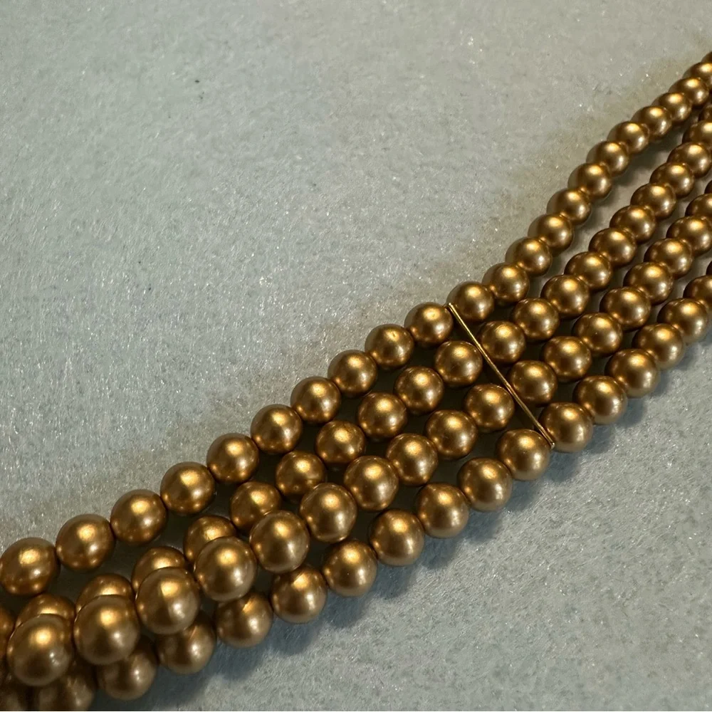 Vintage Matte Gold Bead Four Strand Choker- Stunning and Excellent Condition